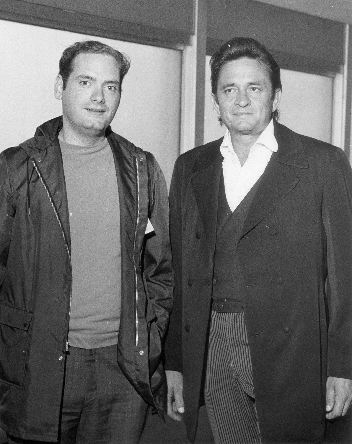 Dave Carmine poses with Johnny Cash, one of the many celebrities he met during his long radio career.